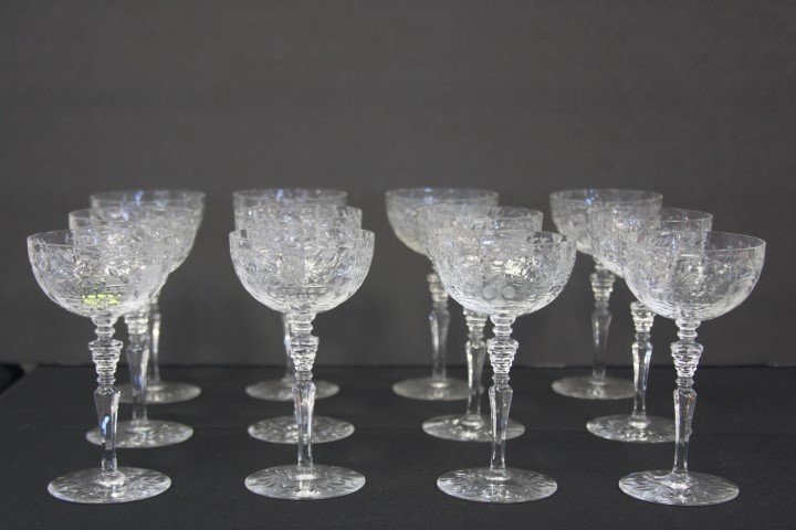 Twelve(12) Etched Crystal Wines (1 of 4)