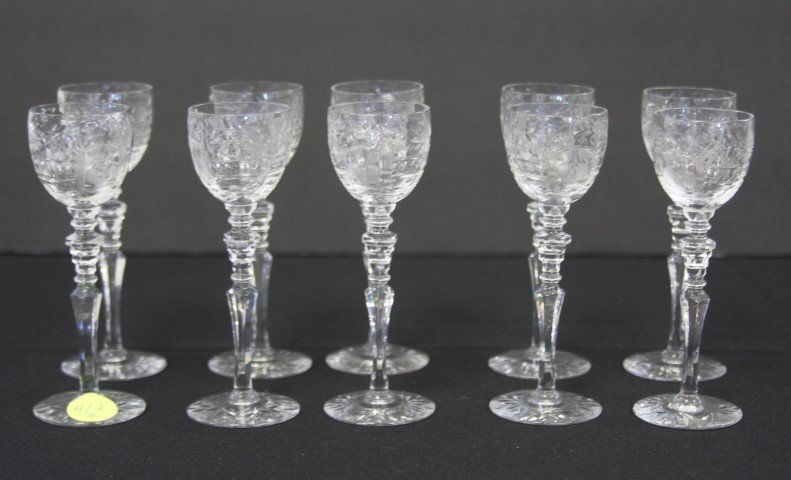 Ten(10) Etched Crystal Wines (1 of 3)