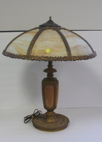 Victorian Eight(8) Panel Glass Table Lamp (1 of 3)