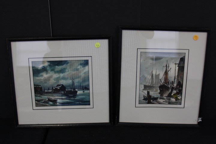 John Hare; Two(2) American Watercolors Signed (1 of 8)