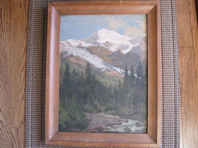 Gianfranco Campestrini; Italian Oil Painting Signed: Oil on board, Mt. Blanc, Italy signed lr. Inscribed on reverse; 16in. X 12in.