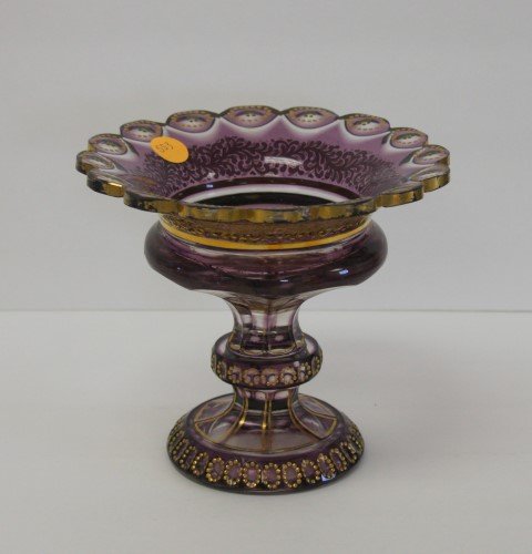Bohemian Enameled Glass Compote (1 of 4)