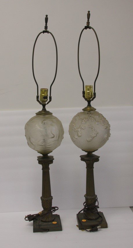 Two(2) Lalique Style Frosted Glass Lamps (1 of 5)