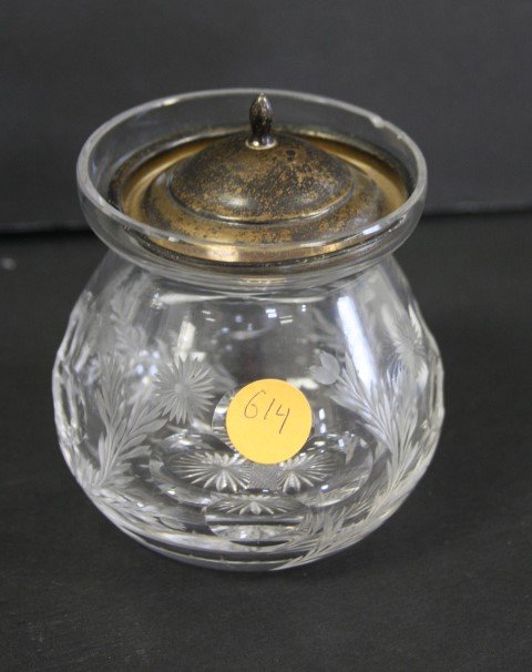 Victorian Cut Glass and Sterling Jam Jar (1 of 4)