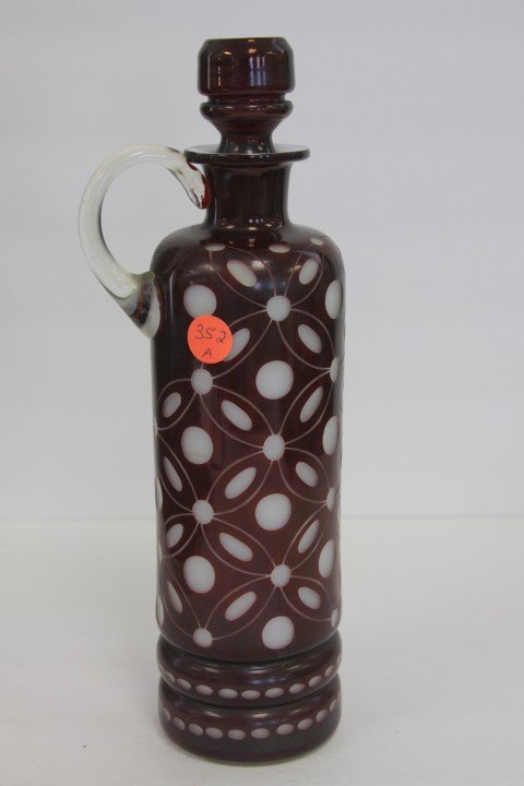 Victorian Cranberry Cut Glass Decanter (1 of 5)