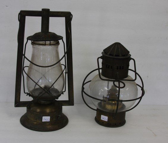 Tw0(2) Antique Railroad Lanterns (1 of 9)