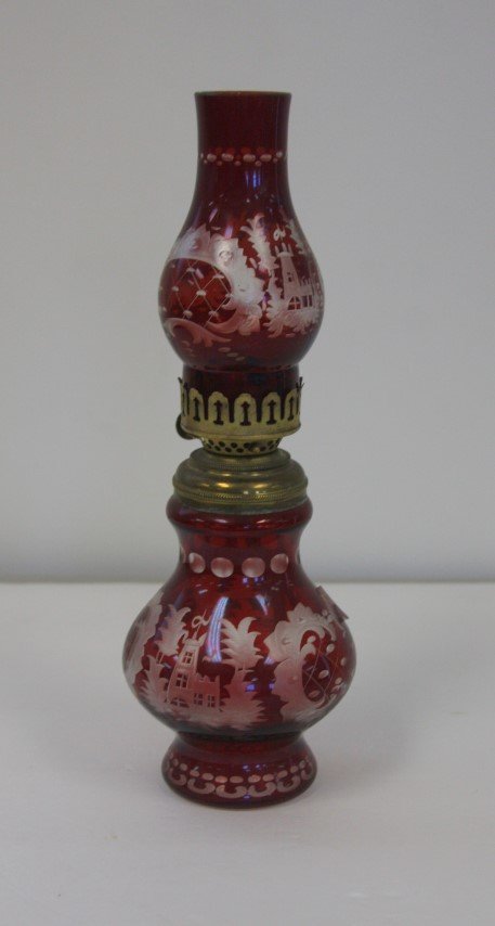 Bohemian Ruby Glass Oil Lamp (1 of 8)