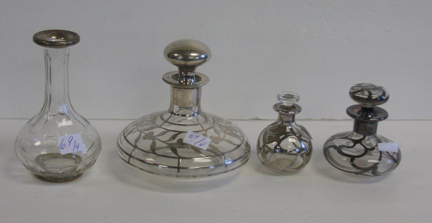 Four(4) Miscellaneous Silver Overlay Glass Dresser (1 of 4)