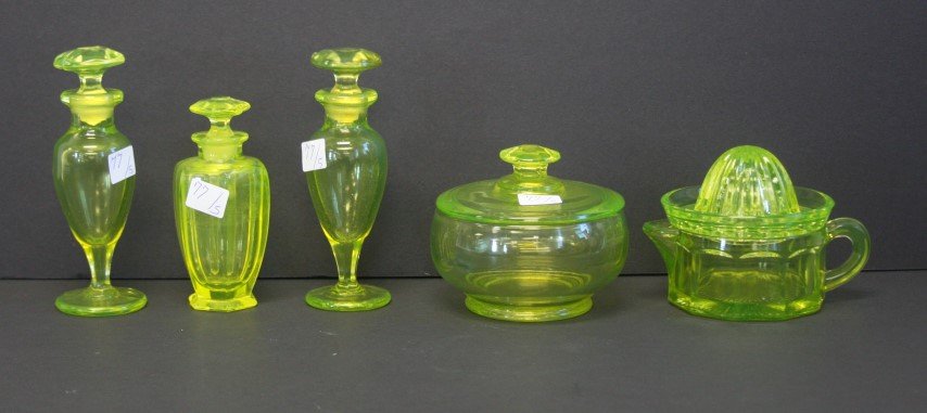 Five(5) Miscellaneous Vaseline Glass Items (1 of 4)