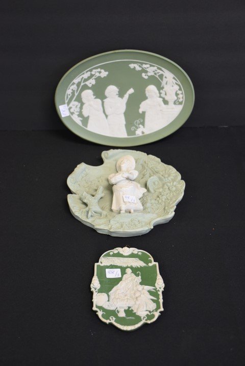Three(3) Jasperware Figural Wall Plaques (1 of 5)