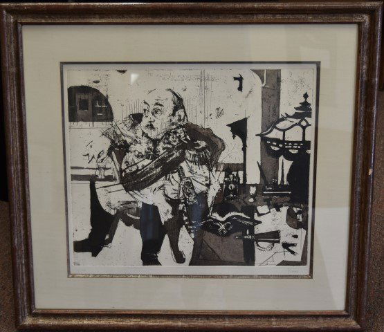 Jack Levine; 20thC. American Aquatint Signed: Aquatint, The General. Pencil signed and numbered 16/100. Gallery label on reverse; 16in. X 18in.(with margins)