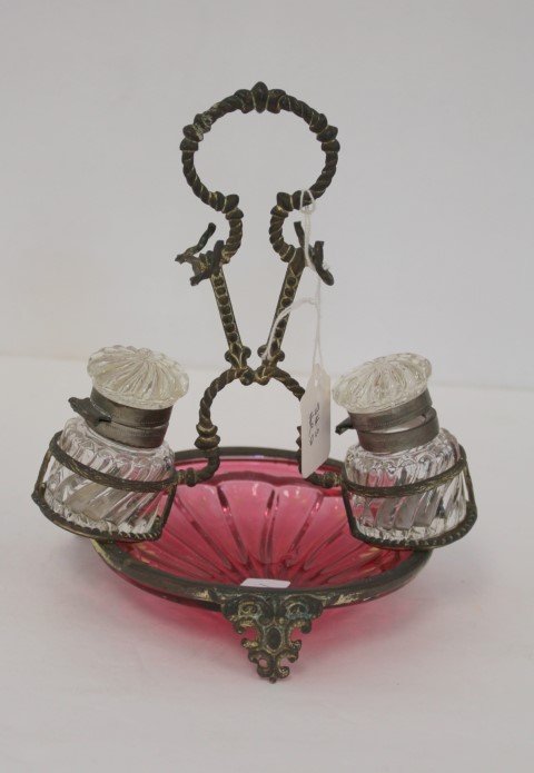 Victorian Cranberry Glass Inkwel (1 of 3)