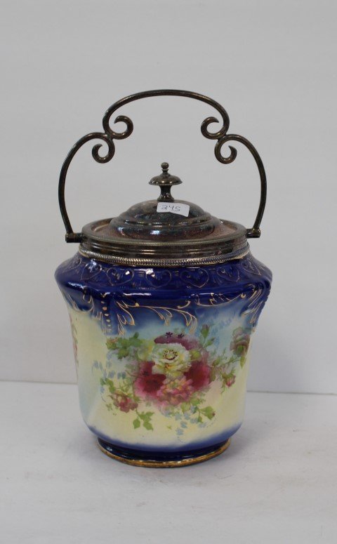 English Silverplate and Porcelain Biscuit Jar (1 of 6)