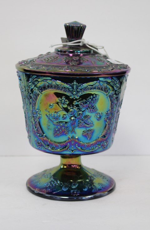 Fenton Carnival Glass Covered Compote (1 of 4)