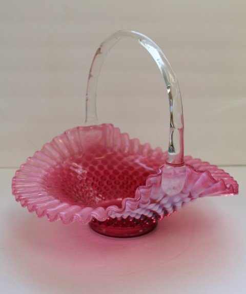 Victorian Cranberry Glass Bride's Basket (1 of 4)
