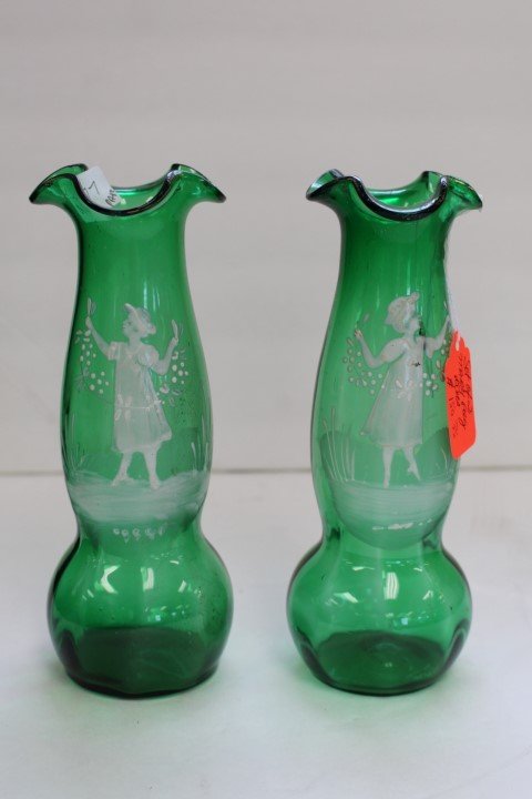 Pair of Mary Gregory Enameled Glass Vases (1 of 4)