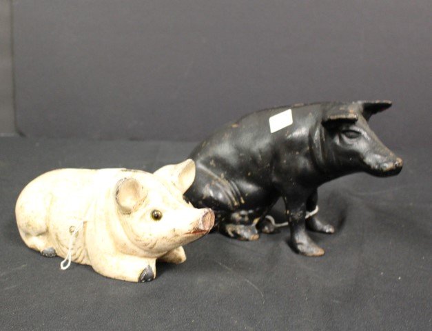 Two(2) Antique Cast Iron Piggy Banks (1 of 4)