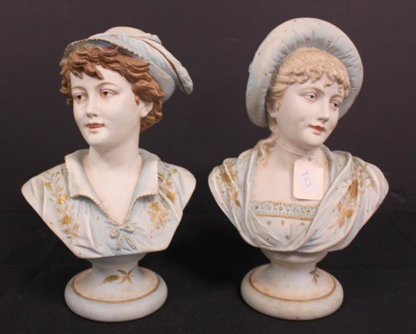 Pair of Victorian Bisque Porcelain Busts (1 of 5)