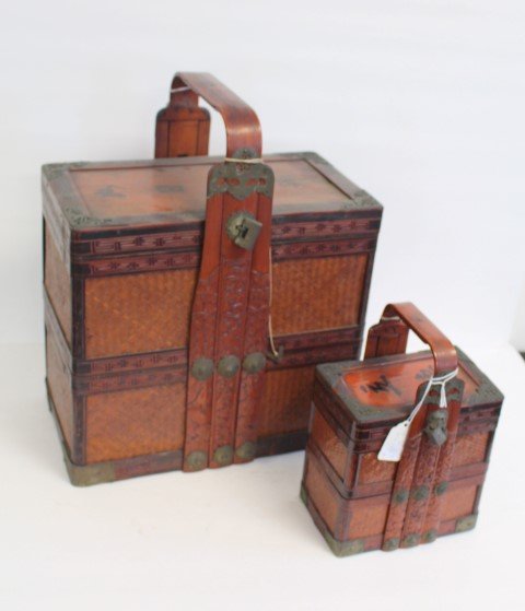 Two(2) Early Chinese Bamboo Stacking Boxes (1 of 6)