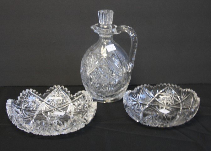 3 Assorted Cut Glass Dishes Decanter (1 of 4)