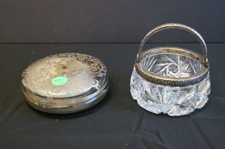 Two(2) Silver Overlay Glass Items (1 of 5)