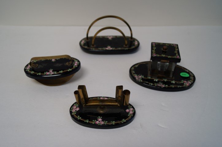 Four(4) Piece Enameled Desk Set (1 of 3)