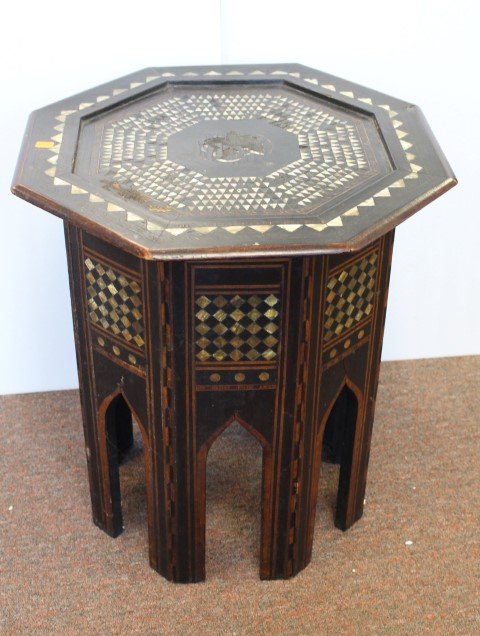 19thC. Moroccan Inlaid Wood Taboret (1 of 5)