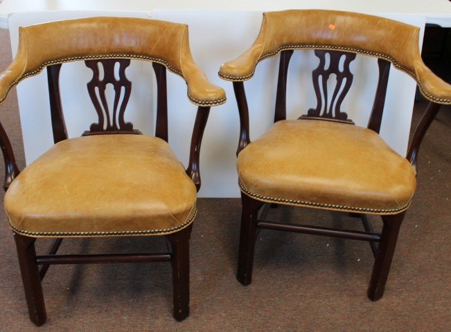 Two(2) Mahogany and Leather Club Chairs (1 of 4)
