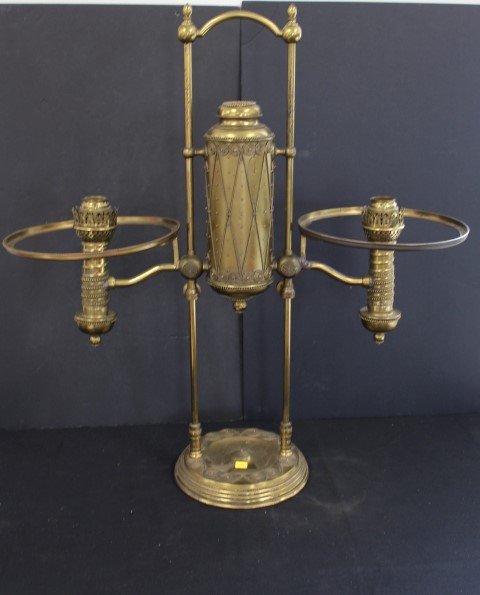 Brass Double Student Lamp attributed to Tiffany Studios (1 of 9)