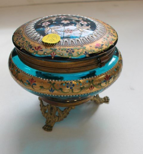 Moser Teal Blue Dresser Box Gold Enamel (1 of 5)