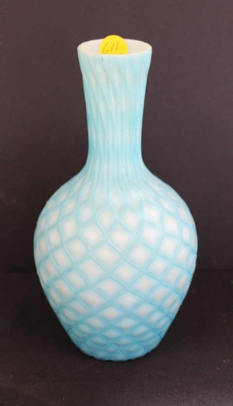 Mt. Washington Blue and White Satin Quilted Vase (1 of 4)