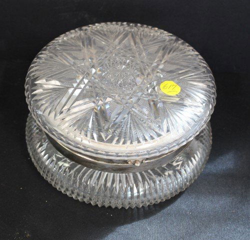 Large Cut Glass Round Dresser Box (1 of 5)
