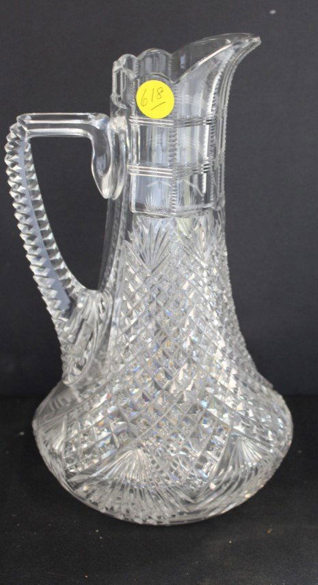 Unusual Shaped Cut Glass Water Pitcher (1 of 5)