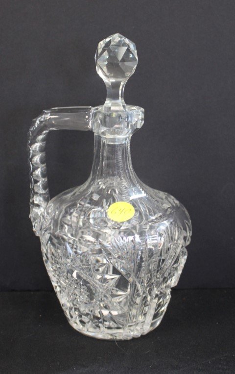 Cut Glass Handled Decanter with Stopper (1 of 4)