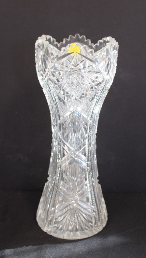 American Brilliant Tall Cut Glass Vase (1 of 4)