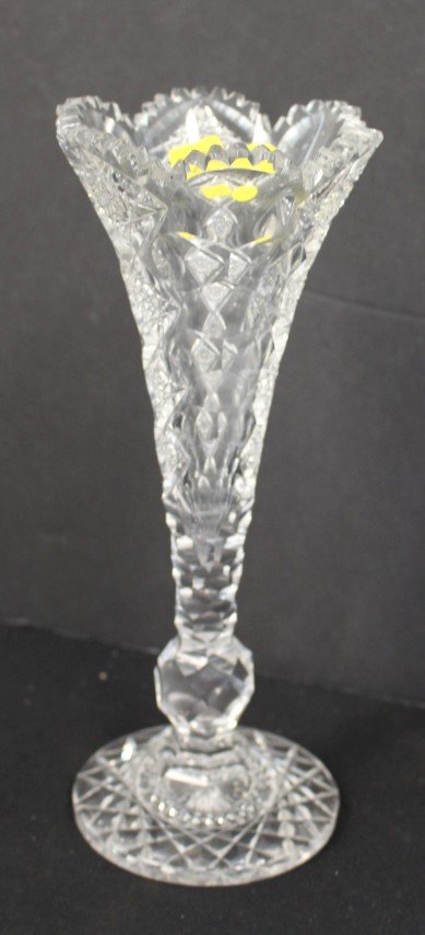 Queen's Pattern Cut Glass Bud Vase (1 of 4)