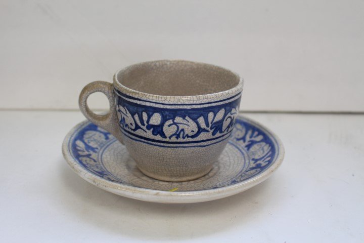 Dedham Pottery Rabbit Cup and Saucer (1 of 5)