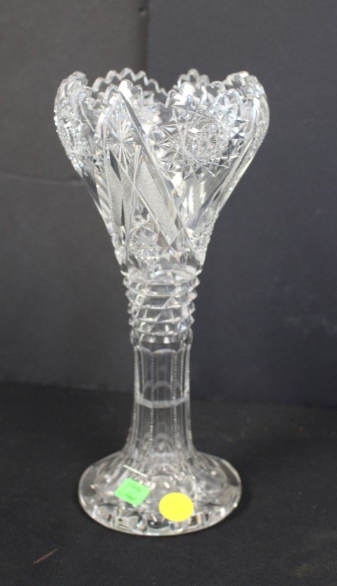 Libbey Cut Glass Vase Fluted Top (1 of 5)