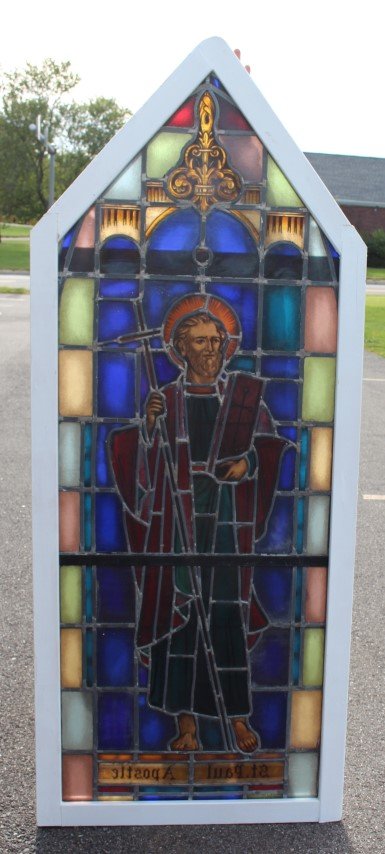Antique Stain Glass Religious Cathedral Window (1 of 5)