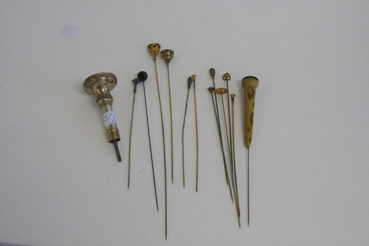 12 Hatpins and Victorian Umbrella Handle (1 of 4)