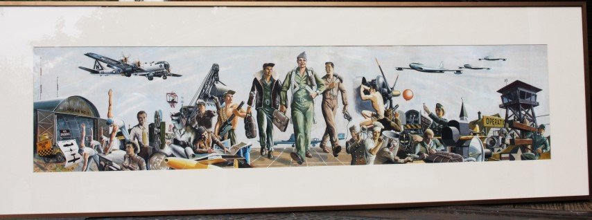 20thC. US Military Gouache Mural Illustration (1 of 4)