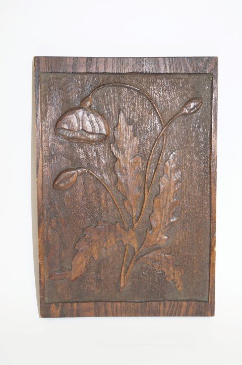 WWI Arts & Crafts Style Carved Wood Plaque (1 of 5)