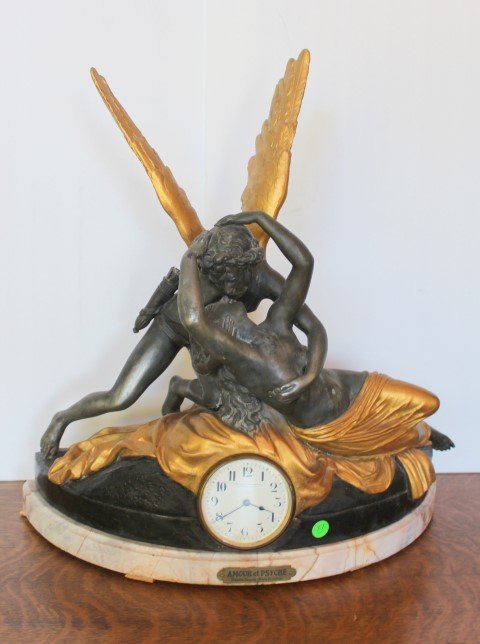 19thC. French Bronzed Figural Clock (1 of 6)