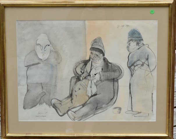 Jose Luis Cuevas; 20thC. Latin American Watercolor (1 of 6)