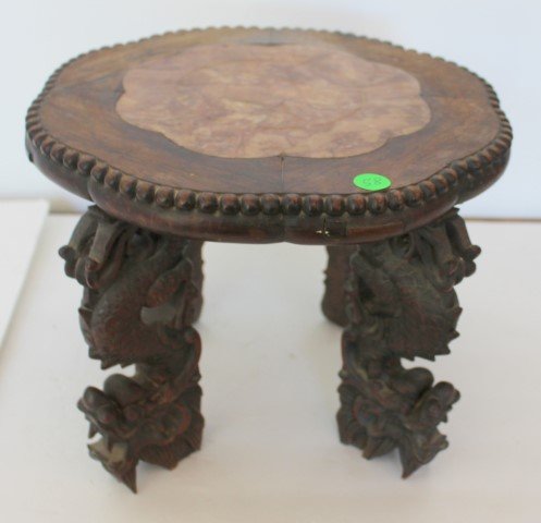 Chinese Carved Teakwood Plant Stand (1 of 6)