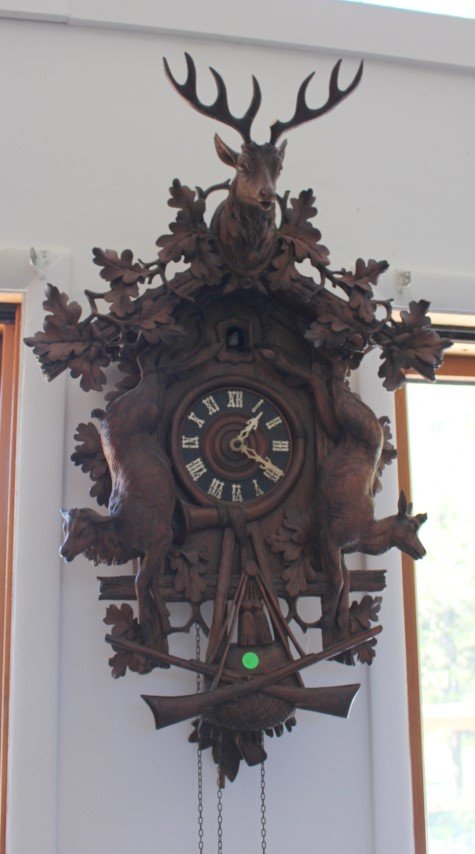 German Black Forest Carved Walnut Cuckoo Clock (1 of 10)