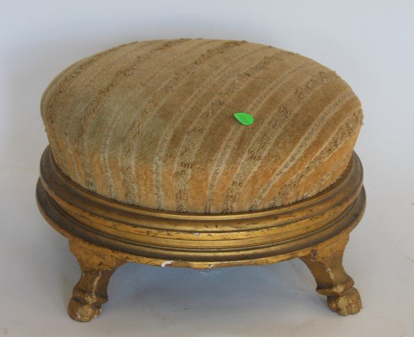 French Gilt Upholstered Foot Stool (1 of 5)