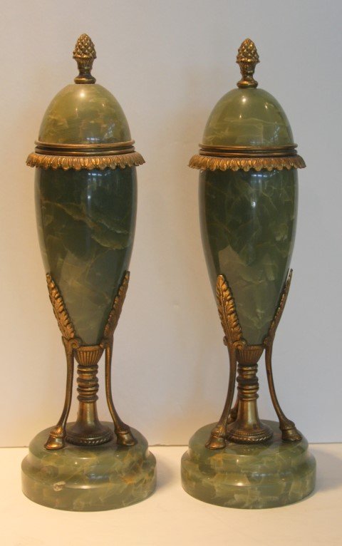 Pair of 19thC. French Bronze and Onyx Garnitures (1 of 6)