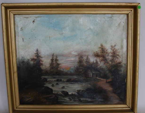 F. Robert; Primitive American Oil Painting Signed (1 of 6)