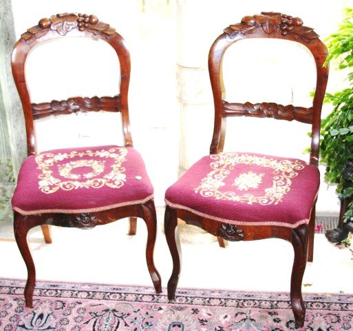 Pair of Victorian Walnut Side Chairs (1 of 7)